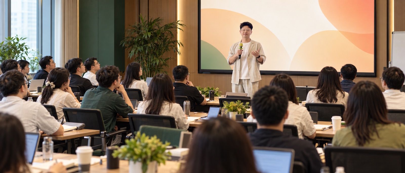 小马哥在企业会议室为员工进行 AI 内训陪跑